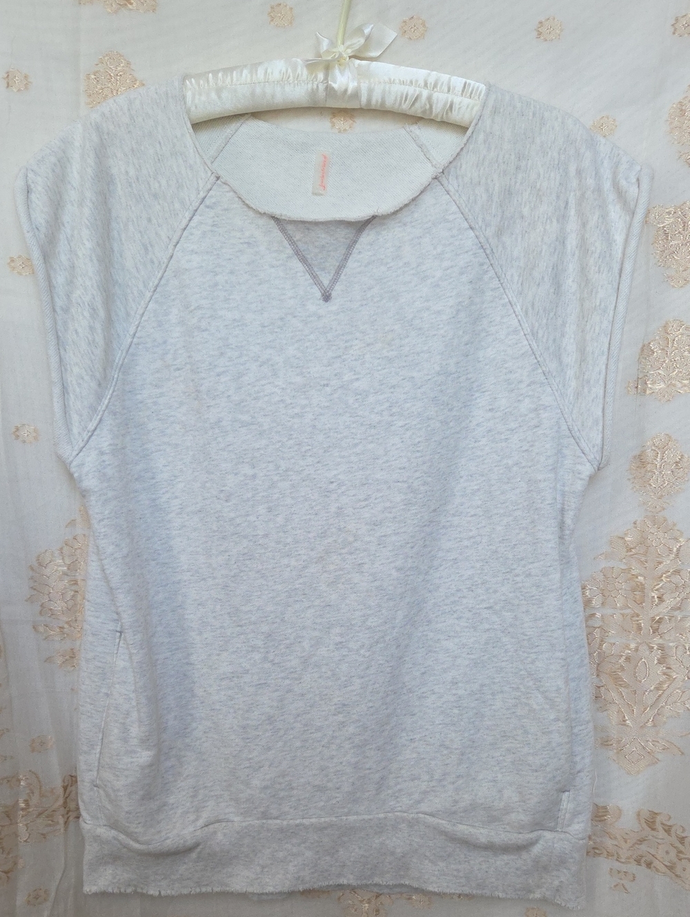 Free People Movement Light Gray Oversized Cap-Sleeve Sweatshirt - XS